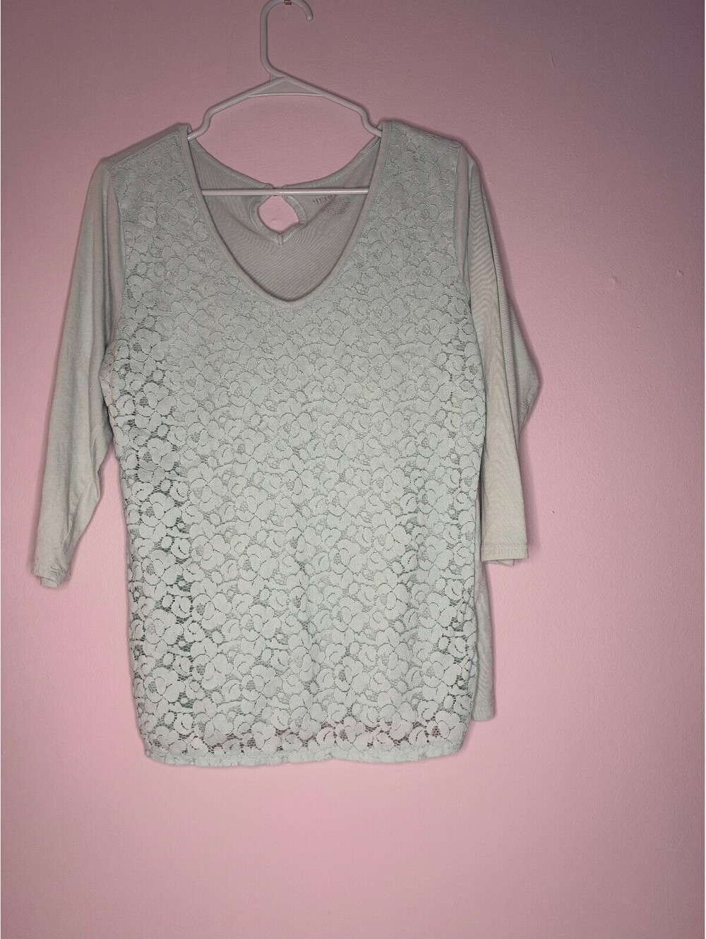 Merona women's mint lace front sleeve top